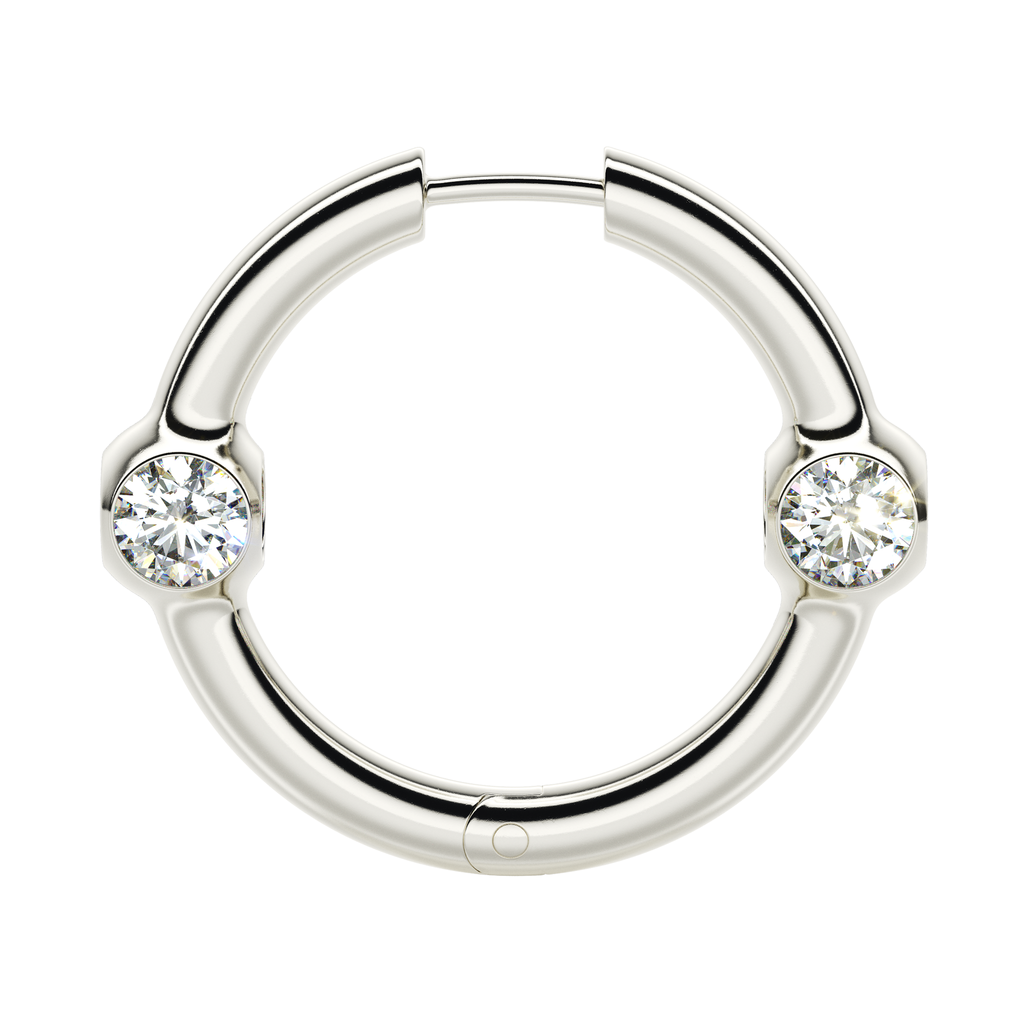 A detail of Hoop with Gems M in White Gold